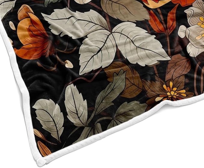 Boho Floral Throw Blanket Colorful Bohemian Flowers Decorative Soft Warm Cozy Blanket Plush Throws Blankets for Women Girls Kids Couch Travel 60 x 80 Inch