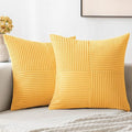 MIULEE Yellow Decorative Throw Pillow Covers 20x20 Inch for Couch Bed Sofa Pack of 2 Boho Farmhouse Throw Pillows Soft Cross Corduroy Patchwork Textured Cushion Cases
