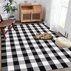 Buffalo Plaid Rug 5' x 7' Black and White Check Rug Washable Checkered Area Rug for Farmhouse/Entryway//Living Room/Laundry Room/Bedroom (5'x7', Black and White Plaid) - size: 5'x 7'