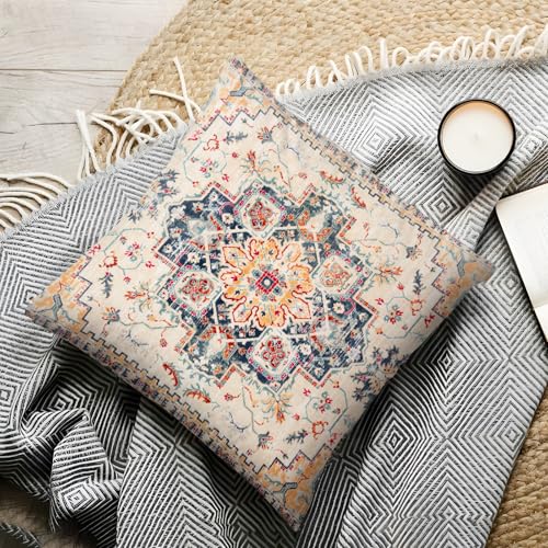 Boho Throw Pillow Covers 22x22 inch Set of 2,Boho Vintage Carpet Pattern Antique Ethnic Decor Double Sided Pattern Cushion Cover Soft Pillow Case Living Sofa Room Bed Square Pillow Cover - color: Boho-1, size: 22" x 22" (Pack of 2)