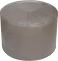 Unstuffed Ottoman Pouf Cover 20 X 15 Inch, Round Pu Leather Foot Stool, Floor Bean Bag(No Filler), Foot Rest with Storage for Living Room/Bedroom/Office, Gray