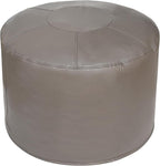 Unstuffed Ottoman Pouf Cover 20 X 15 Inch, Round Pu Leather Foot Stool, Floor Bean Bag(No Filler), Foot Rest with Storage for Living Room/Bedroom/Office, Gray