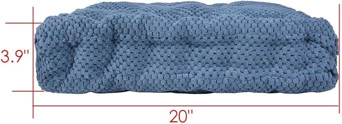 ChezMax Floor Pillow & Cushion, Large Meditation Chair Cushions, Thick Square Seat Pad, Soft Velvet Tufted Seating Pouf for Indoor/Outdoor Yoga Bench Rocking Chair Room Tatami Sofa, Navy Blue 20"x20"