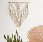 BMIDRUT Hanging Macrame Tapestry Woven Boho Wall Art Handmade Macrame Tapestry Home Wall Decor Wall Pediment 18x30 Inch (Beige)