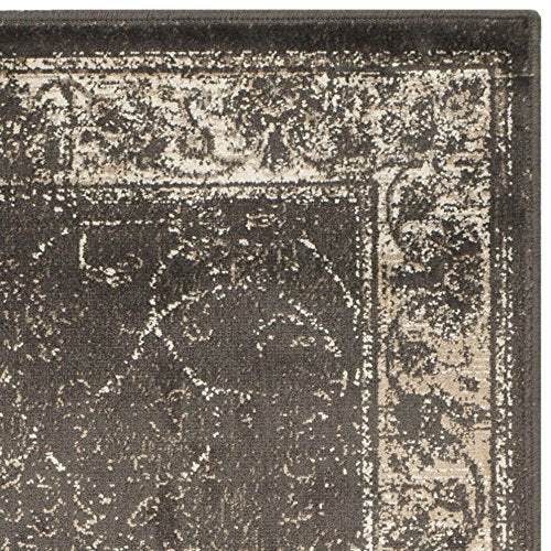SAFAVIEH Vintage Collection Area Rug - 5'3" x 7'6", Soft Anthracite, Oriental Distressed Viscose Design, Ideal for High Traffic Areas in Living Room, Bedroom (VTG117-330)