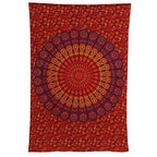 Bless International Indian hippie Bohemian Psychedelic Golden Blue Peacock Mandala Wall hanging Bedding Tapestry (Golden Brown Maroon, Medium (54x60Inches)(137x152cms)) - color: Golden Brown Maroon, size: 60"L x 54"W