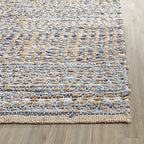 SAFAVIEH Cape Cod Collection Runner Rug - 2'3" x 14', Natural & Blue, Handmade Flat Weave Coastal Braided Jute, Ideal for High Traffic Areas in Living Room, Bedroom (CAP353A) - size: 2'3" x 14' (Runner)