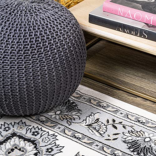 JONATHAN Y Cherie French Cottage Cream/Light Gray Runner Rug, 2x8, Vintage, Bohemian, Easy-Cleaning for Living Room, Bedroom, Kitchen, Pet Friendly, Non-Shedding (MDP505F-28) - color: Cream/Light Gray, size: 2' x 8' (Runner)