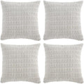 Fancy Homi 4 Packs Pure White Decorative Throw Pillow Covers 22x22 Inch for Living Room Couch Bed, Rustic Modern Farmhouse Boho Home Decor, Soft Plush Corduroy Cute Accent Square Cushion Case 55x55 cm