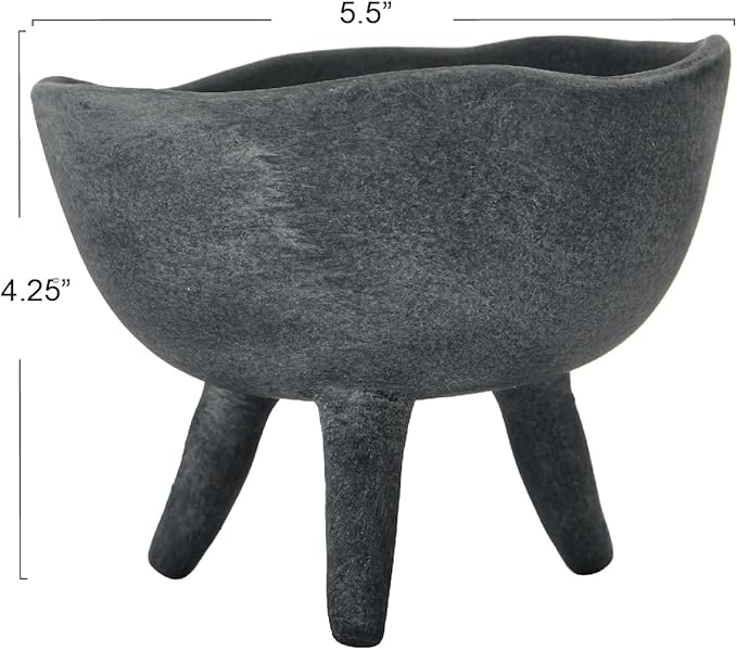 Creative Co-Op Boho Terracotta Footed Bowl, Slate Grey