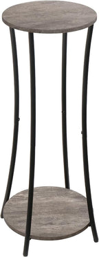 YINMIT Plant Stand Indoor,2 Tier Round Potted Holder Rack,Flower Pot Stand Shelf,Round Supports Rack,Corner Plant Shelf for Balcony Garden Patio Living Room,Grey