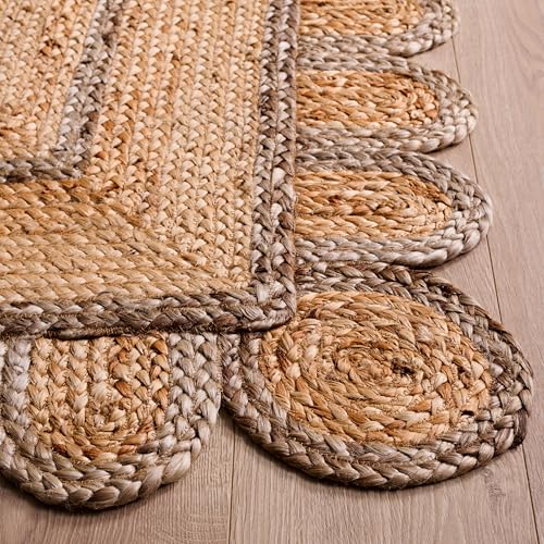 SAFAVIEH Area Rug 4x6 - Natural Fiber Collection - Natural & Grey, Handmade Jute, Ideal for Living Room, Bedroom, Dining Space (NFB125F) - color: Natural/Grey, size: 4' x 6' (Rectangular)