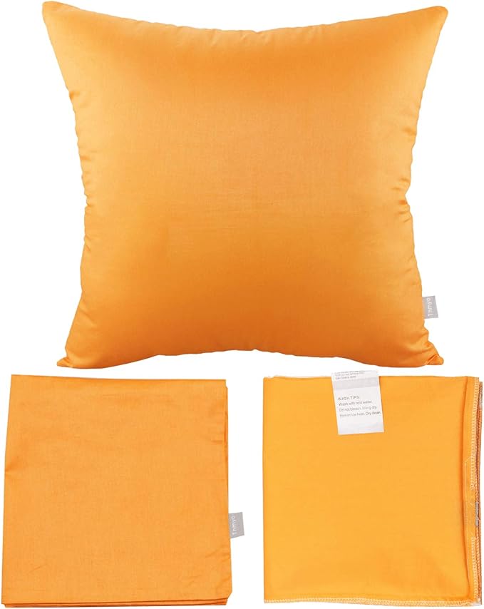 4-Pack 100% Cotton Comfortable Solid Decorative Throw Pillow Case Square Cushion Cover Pillowcase Sublimation Blank Pillow Cover Halloween DIY Fall Throw Pillowcase(16x16inch/40x40cm,Pumpkin Orange)