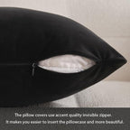 MIULEE Velvet Throw Pillow Covers 12x20 Inch, Pack of 2 - Black, Soft Solid Lumbar Decorative Pillow Covers Modern Luxury Home Decor for Chair Couch Sofa Bedroom Livingroom