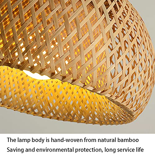 Bamboo Art Pendant Light Woven Oval LampShade Modern Hanging Natural Wicker Pendant Lamp Lighting Asian Style Restaurant Pendant Light Fixtures for Kitchen Island,Cafe,Teahouse,Bar - size: 45cm*22cm
