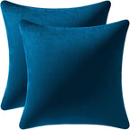 Euro Sham Covers 24x24 Midnight Blue: Pack of 2 Cozy Soft Velvet Square Modern Luxury Decorative Throw Pillow Cases for Sofa Couch Living Room Bed Home Decor