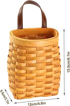 Hanging Wall Basket Wood Woven Basket, Small Hanging Basket for Wall Decor, Decorative Flower Basket for Front Door