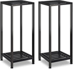 2-Pack Plant Stand Indoor Outdoor, Heavy Duty Wrought Iron Pedestal Stands, Metal Plant Stand Decorative Flower Stand for Patio Garden Deck Living Room