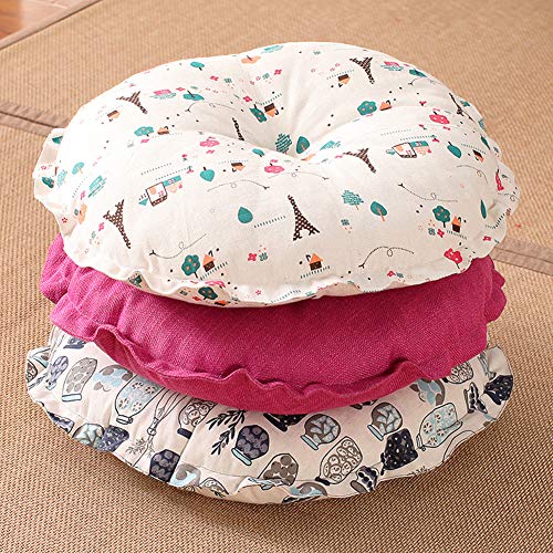 vctops Boho Soft Round Floor Pillow Cushion with Ruffles, Cotton Linen Print Chair Pad Tatami for Meditation, Yoga, Living Room, Balcony (Tower,16"x16"x4") - color: Tower, size: 16"x16"x4"/43x43x10cm