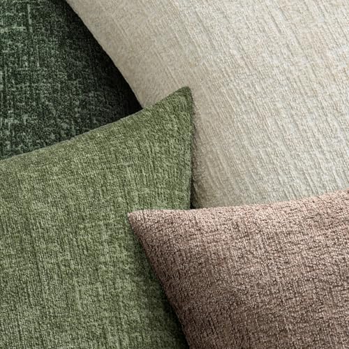 MIULEE Decorative Throw Pillow Covers 20x20 Pack of 2 Beige Couch Pillow Covers Soft Cozy Textured Chenille Pillowcases for Home Decor Sofa Living Room Cushion Bedroom - color: Beige, size: 20" x 20" (Pack of 2)
