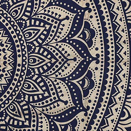 Popular Handicrafts New Launched Kp761 original Gold Ombre Tapestry Mandala tapestries Wall Art Hippie Wall Hanging Bohemian Bedspread With Metallic Shine tapestries 84x54 Inches(215x140cms) blue - color: Blue and Gold, size: 82"L x 54"W