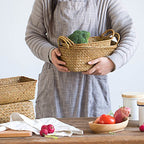 DOKOT Woven Rattan Baskets - Set of 3, Perfect for Kitchen Storage and Organizing Fruits