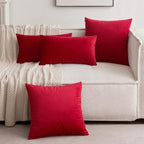 MIULEE Pack of 2 Velvet Pillow Covers Decorative Square Pillowcase Soft Solid Cushion Case Home Decor for Sofa Couch Bedroom Car 20x20 Inch Red