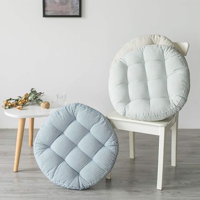 Tiita Stripe Patio Seat Cushions 22"x22" Round Chair Pads Home Floor Cushion Window Pad Set of 2 Throw Pillows Indoor/Outdoor, Green