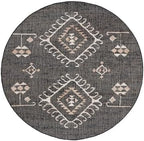 SAFAVIEH Kilim Collection 3' Round Black/Ivory KLM762Z Handmade Flatweave Premium Jute Entryway Foyer Living Room Bedroom Kitchen Area Rug