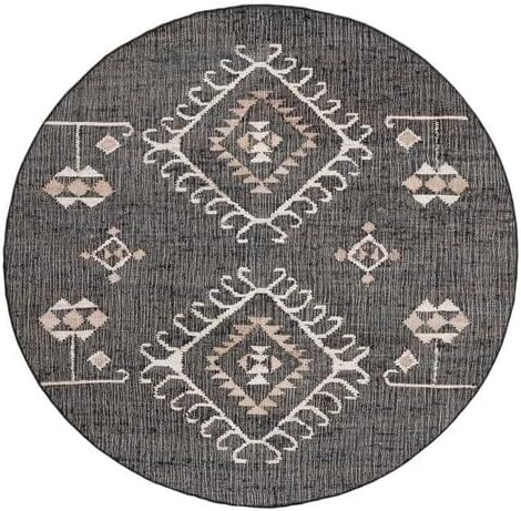 SAFAVIEH Kilim Collection 3' Round Black/Ivory KLM762Z Handmade Flatweave Premium Jute Entryway Foyer Living Room Bedroom Kitchen Area Rug