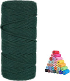 flipped 100% Natural Macrame Cotton Cord,3mm x109 Yards Twine String Cord Colored Cotton Rope Craft Cord for DIY Crafts Knitting Plant Hangers Christmas Wedding Décor (Blackish Green, 3mm*109yards)
