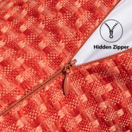 Kevin Textile Valentines Outdoor Waterproof Throw Pillow Covers Pack of 2 Weaving Texture Water Resistant Outside Decorative Cushion Covers for Garden Tent Balcony Bench Couch Sofa 16x16 Inch, Red - color: Red, size: 16" x 16" (Pack of 2)