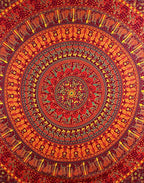 RAJRANG Red Hippie Tapestries - Elephant Mandala Tapestry Bohemian Bedspread Ethnic Boho Dorm Decor Wall Hanging - 90 X 84 Inches - size: 90"L x 84"W