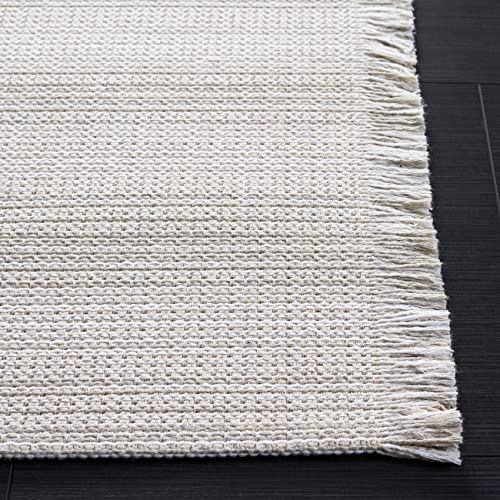 SAFAVIEH Augustine Collection Runner Rug - 2' x 9', Ivory & Grey, Cotton Stripe Fringe Design, Non-Shedding & Easy Care, Ideal for High Traffic Areas in Living Room, Bedroom (AGT501F) - color: Ivory/Grey, size: 2' x 9' (Runner)