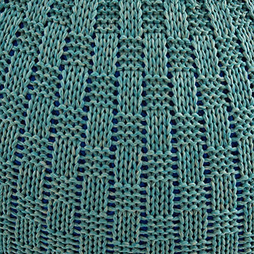 ARTPLAN - Round Knit Pouf - Woven Floor Ottoman - Handmade & Hand Stitched - 19.7 Dia x 12.8 High - Boho Home Décor - Living Room - Bedroom,Agate Green - color: Agate Green