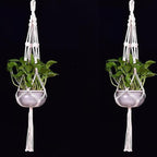 Macrame Plant Hanger Basket Liners Cotton Rope 4 Legs for Indoor Outdoor Decorations,Set of 2 (34 inch)