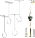 NACETURE Ceiling Hooks Heavy Duty 2 Pack - Plant Hooks for Ceiling Hanging Hook for Hanging Basket Hook, Light, Bird Feeders, Wind Chimes Décor Indoor & Outdoor (White, 5 Inch 4 Pack)