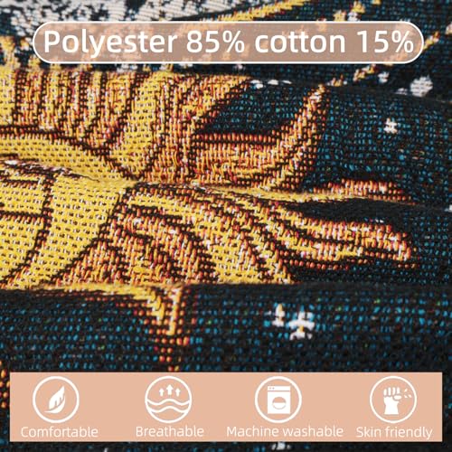 Boho Throw Blanket Reversible Cotton Bohemian Tapestry Hippie Room Decor Outdoor Blanket Double Sided (Black Butterfly 50"x60") - color: Black Butterfly 2, size: 50*60 inch