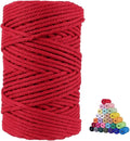 FLIPPED 100% Natural Cotton Macrame Cord,5mm x110 Yards Macrame Cords Colored Cotton Macrame Rope Craft Cord for DIY Crafts Knitting Plant Hangers Christmas Wedding Décor（Wine Red）