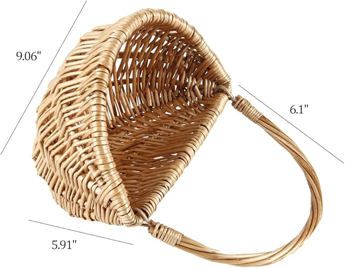 Wall Hanging Basket, Woven Wicker Decorative Plants Flowers Basket for Porch Garden Farmhouse Kitchen (Semiround)