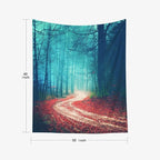 EMMTEEY Foggy Forest Tapestry Autumn Forest Road Red Leaves Boy Tapestry for Bedroom 50X60 Tapestry Present for Friends Families