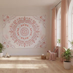 Accnicc Pink Floral Mandala Tapestry Wall Hanging Boho Medallion Tapestry Aesthetic Watercolor Flower Cute Small Tapestries for Bedroom Living Room Dorm Decor 48 x 36 Inch