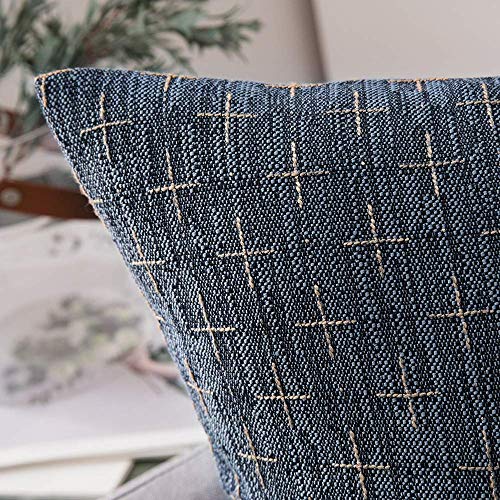 MIULEE Pack of 2 Decorative Burlap Linen Throw Pillow Covers Modern Farmhouse Pillowcases Rustic Woven Textured Cushion Cover for Sofa Couch Bed 16x16 Inch Blue - color: Blue, size: 16" x 16" (Pack of 2)