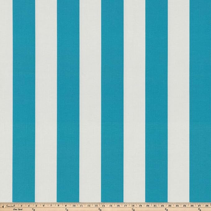 Pillow Perfect Stripe Indoor/Outdoor Accent Throw Pillow, Plush Fill, Weather, and Fade Resistant, Large Throw - 18.5" x 18.5", Blue/White Cabana Stripe, 2 Count