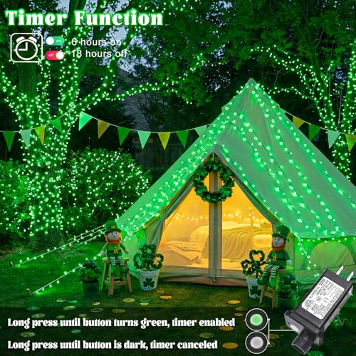 165FT 500 LED Outdoor String Lights, Plug in Christmas Lights Indoor Waterproof, 8 Modes Clear Wire String Lights for Outside Bedroom Garden Patio Halloween Party Tree Decorations, Green - color: Green, size: 165ft 500LED