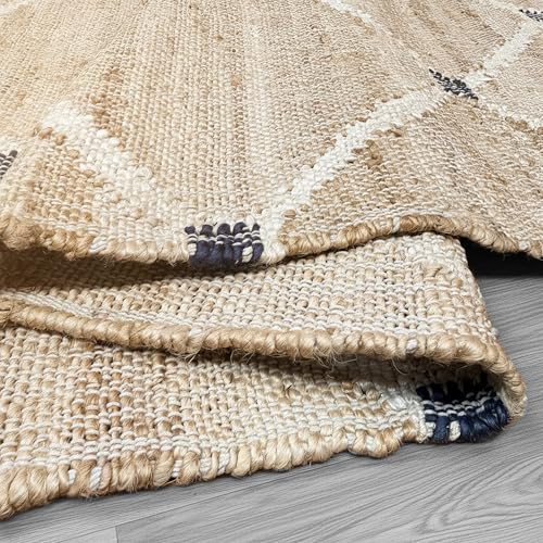 Jute Runner Rug 2.5'x8, Hand Woven Area Rug - Handcrafted Premium Geometric Design, Indoor Natural Fiber Hallway Jute Rug - Rustic Farmhouse Carpet for Kitchen, Entryway, Hallway, Bedroom - Natural - size: 2.5' x 8' (﻿Rectangular)