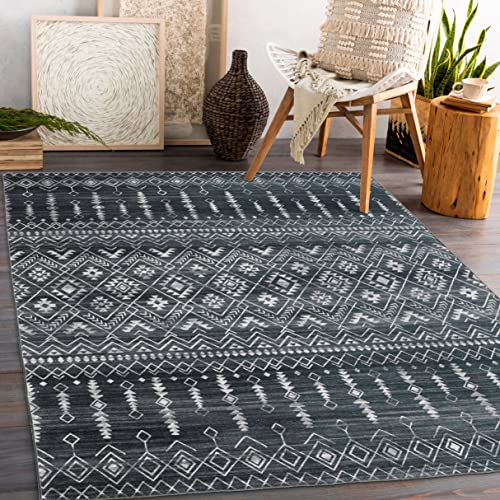 ReaLife Machine Washable Area Rug Runner - Living Room Bedroom Bathroom Kitchen Entryway Office - Padded Low Pile Stain Resistant Premium - Geometric Moroccan Diamond - Jace 2'6" x 8' - color: Jace, size: 2'6" x 8' (Rectangular)