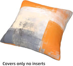 HOSTECCO Orange and Grey Throw Pillow Covers 18x18 inch Set of 4 Orange Abstract Art Pillow Cases Contemporary Square Decorative Cushion Covers for Sofa Couch Bed