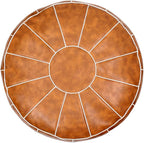 Decorative Pouf Foot Stool Round Unstuffed Leather Ottoman Cushion Storage seat or for Resting Your Feet on, Floor Chair Foot Living Room Bedroom Kids Room and Wedding (Brown)