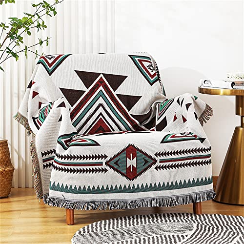 Homesy Southwestern Throw Blankets Navajo Aztec Throws and Blankets Green Multi-Function Boho Throw for Couch Chair Sofa Bed Home Outdoor Beach Car Tent Travel Camping 63"x87" - color: White, size: 63"x87"